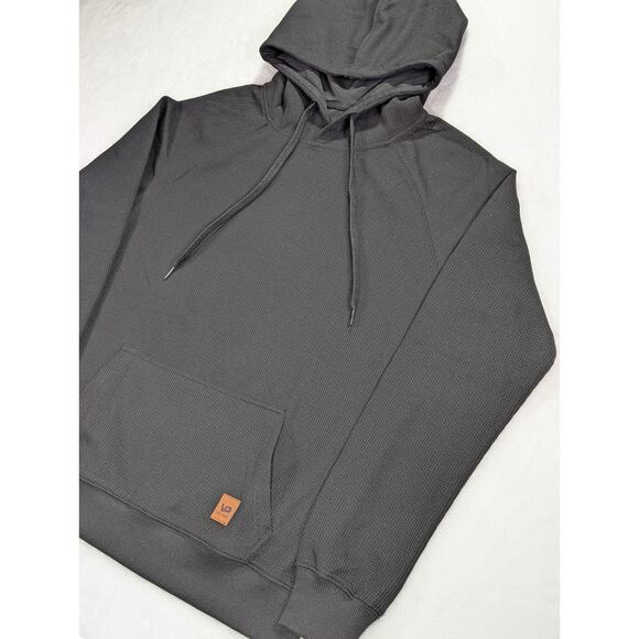 Vict Popu Black Waffle Weave Pattern Pullover Hoodie Size Small - Picture 4 of 9